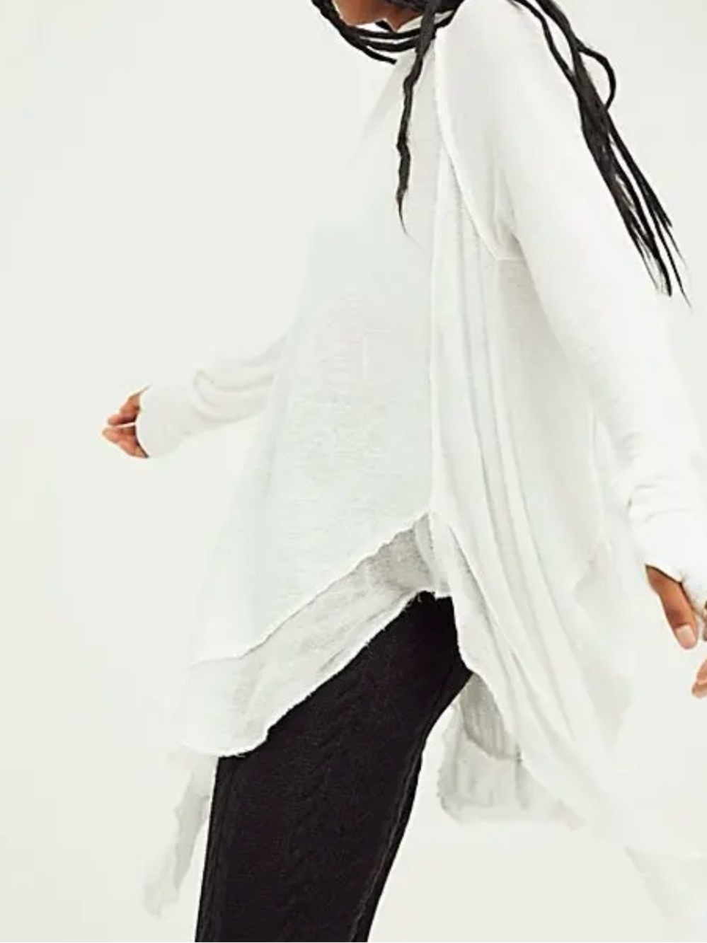 We the Free People White Starlight Long Sleeve Tee Long Sleeve XS